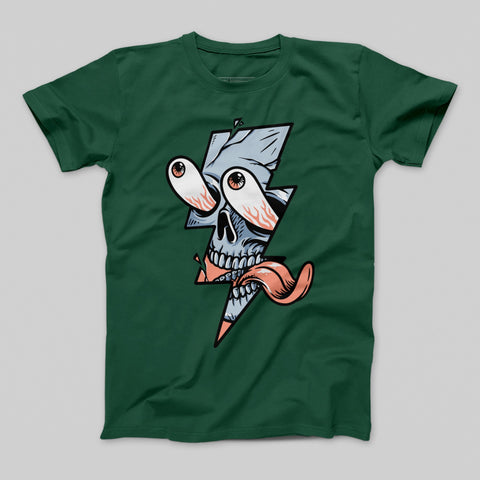 Eye Popping Skull and Lightning Graphic T-Shirt