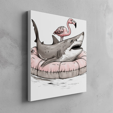 Quadro canvas flamingo-shark