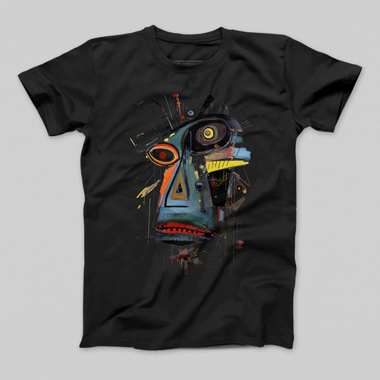Abstract Geometric Face Art Graphic T-Shirt
