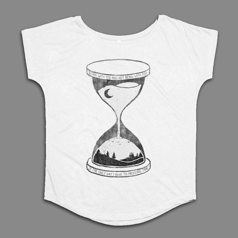 Hourglass and Moon Graphic Design T-Shirt