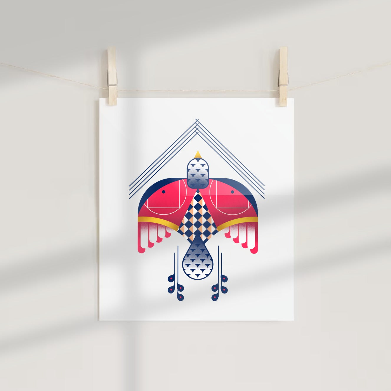 Geometric Double Bird Abstract Wall Art Poster