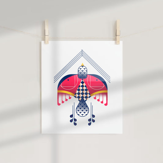 Geometric Double Bird Abstract Wall Art Poster