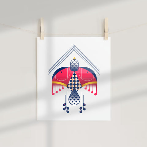 Geometric Double Bird Abstract Wall Art Poster