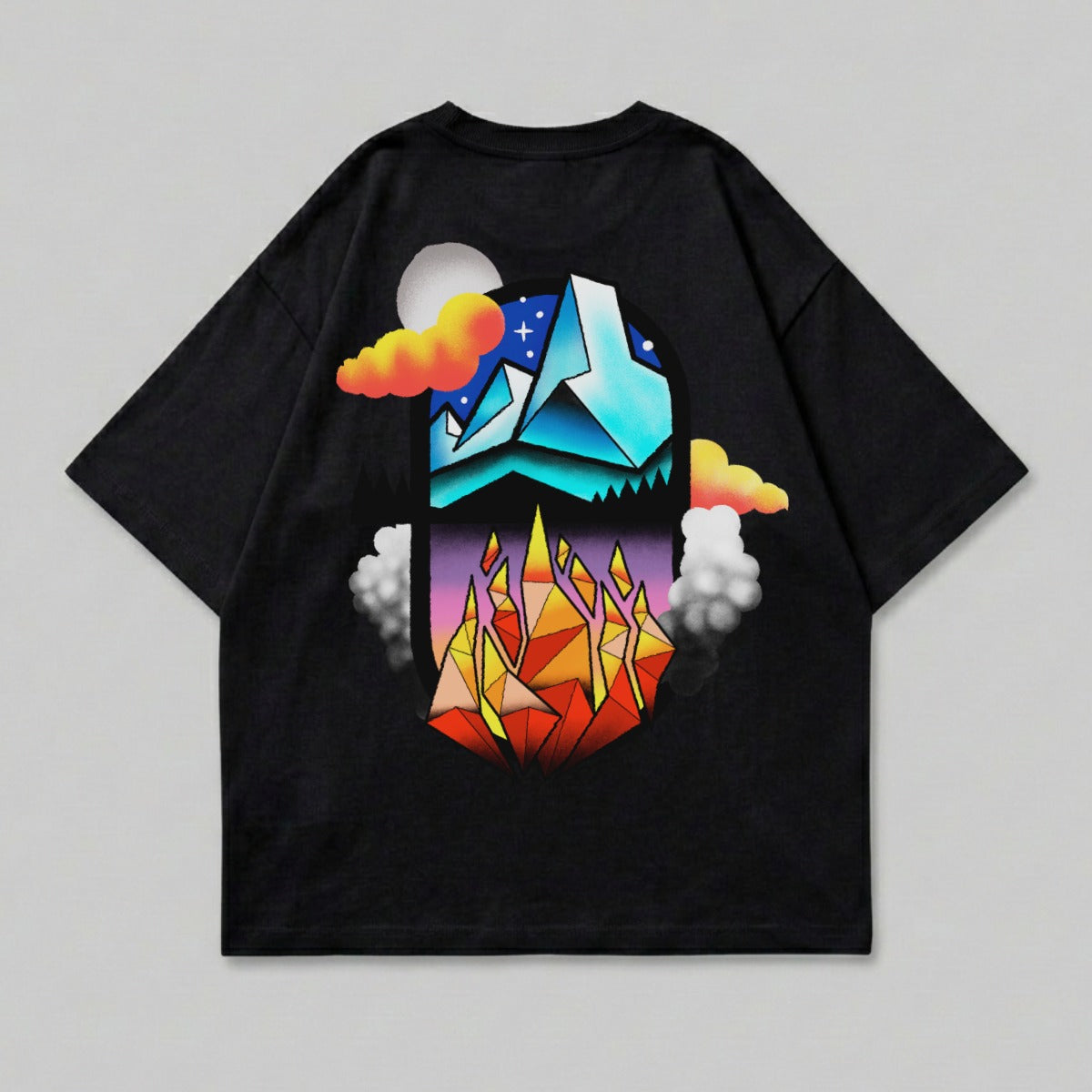 Moon Stars Sky Abstract Mountains Fire Crystal Graphic product type