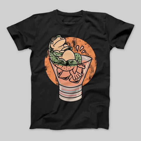 Relaxed Frog in Cocktail Graphic T-Shirt