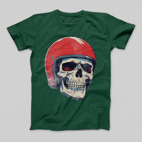 Skull with Red Helmet Graphic T-Shirt