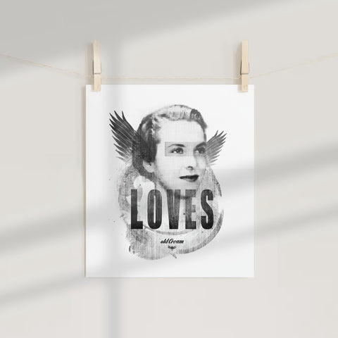 Vintage Inspired LOVES Typography Art Print