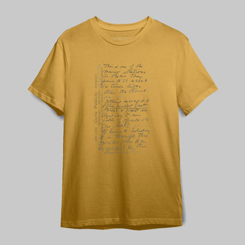 Yellow Shirt with Handwritten Script Design