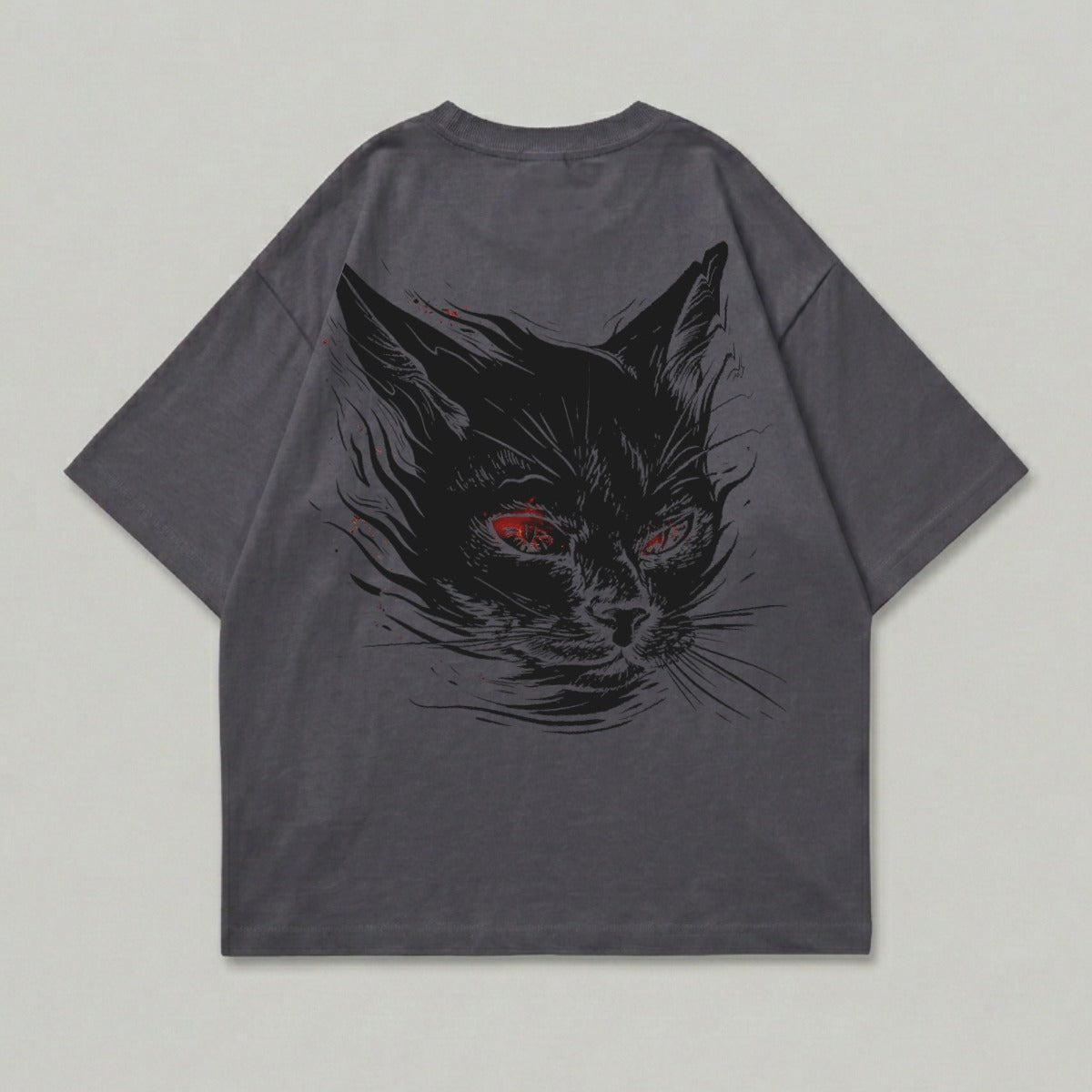 Black Cat Red Eyes Graphic Oversized Tee product type