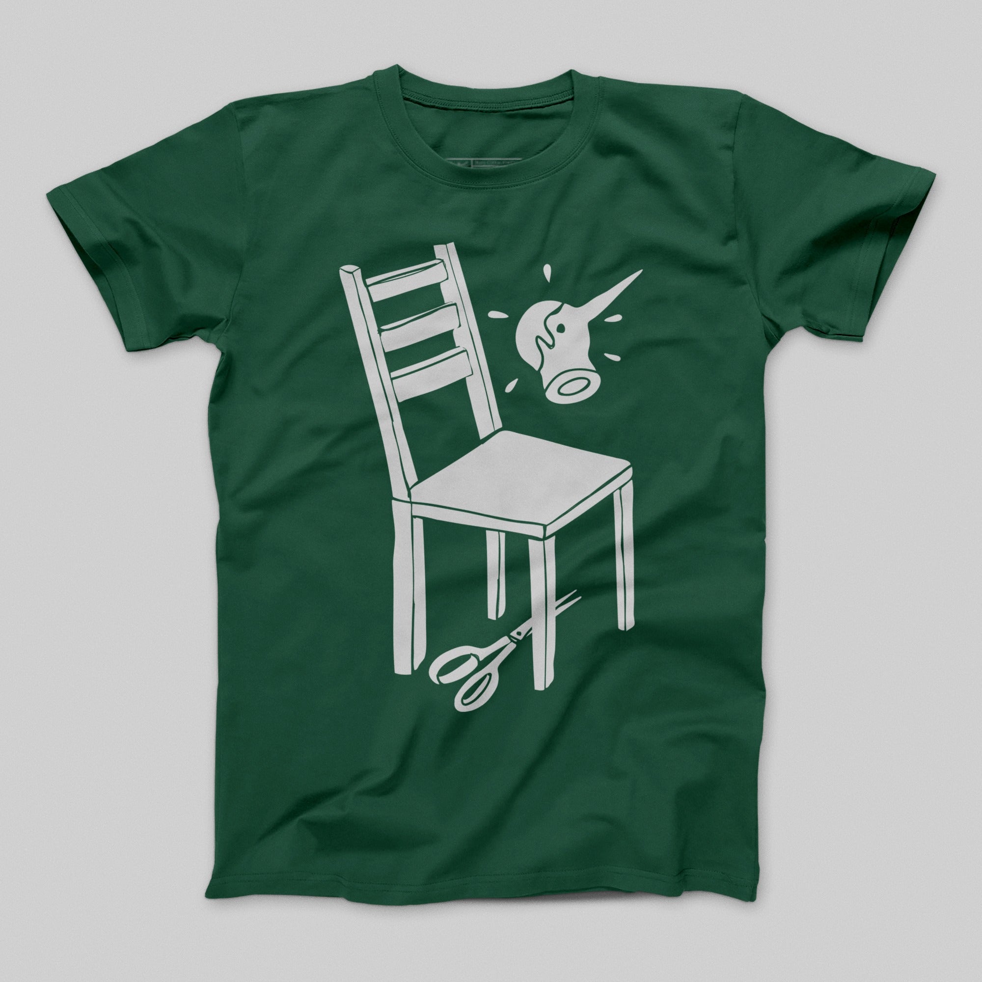 Creative Chair and Bottle Graphic Green T-shirt