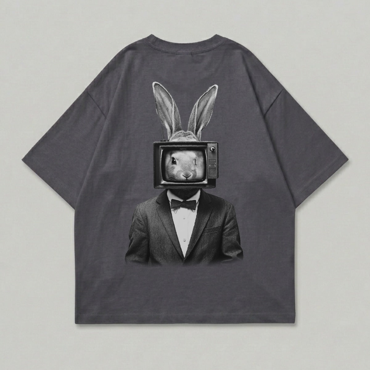 Surreal rabbit TV head suit graphic modern design product type