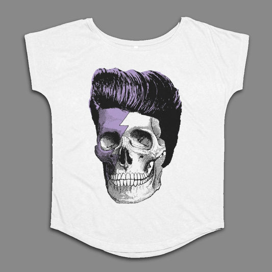 Skull with Stylish Hair and Purple Lightning shirt