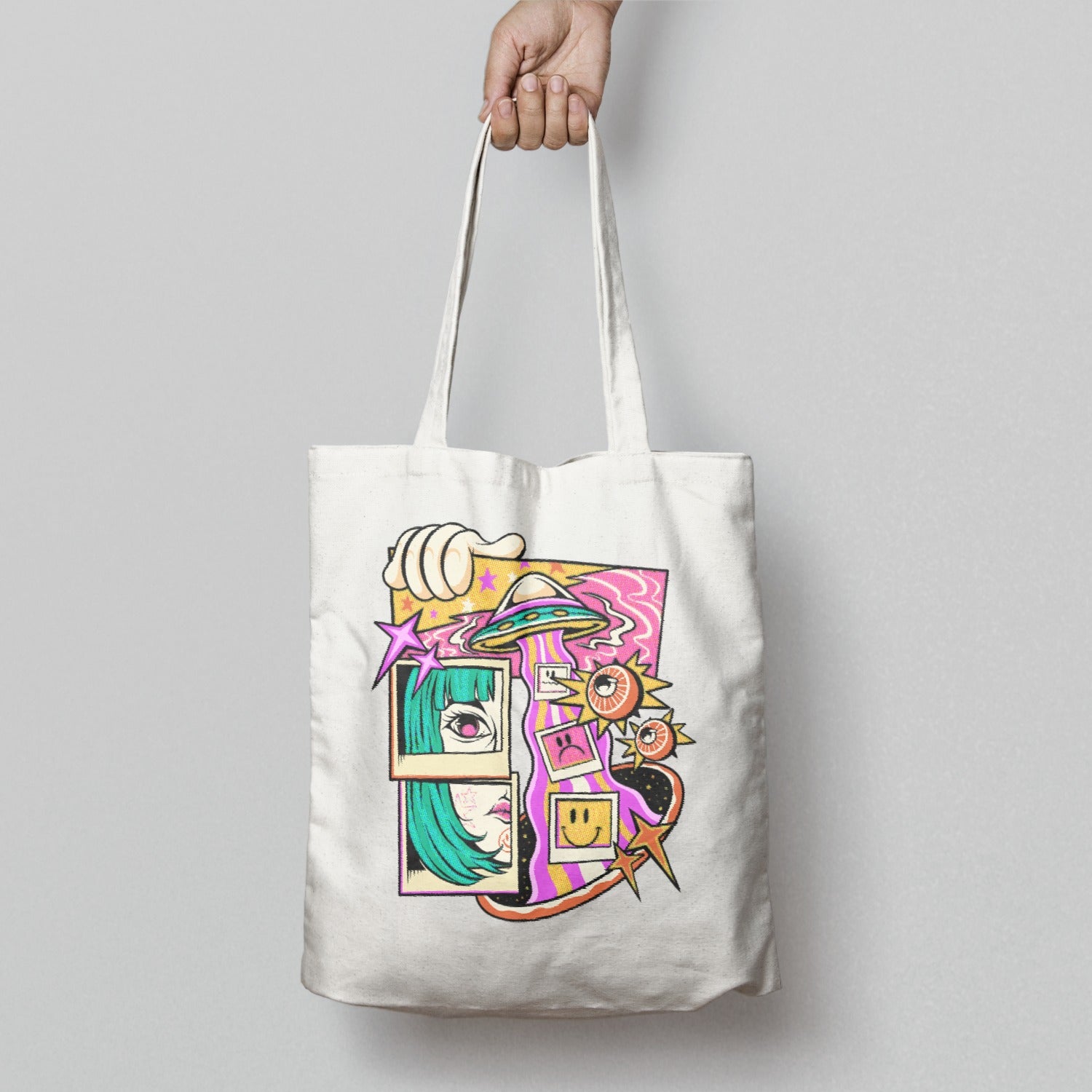 Vibrant Comic-Inspired Tote Bag with Unique Artwork