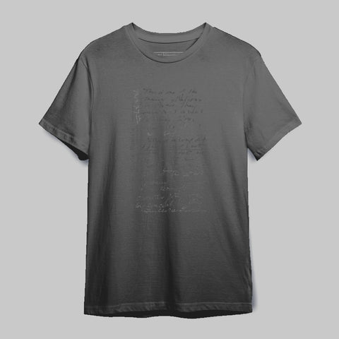 Handwritten Gray Graphic Casual T-shirt