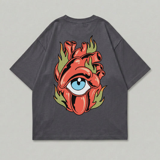 Dark Gray Fiery Heart Eye Illustration T Shirt product type
Graphic T Shirt
Heart Design
Eye Print
Flaming Heart
Anatomical Heart
Unique Graphic
Streetwear Style
Aesthetic Apparel
Trendy Tee
Oversized Fit
Casual Top
Back Print
Artistic Design
Mystical Eye
Fire Heart
Pop Art Style
Modern Graphic
Unisex Shirt
Dark Gray Tee
Cool TShirt