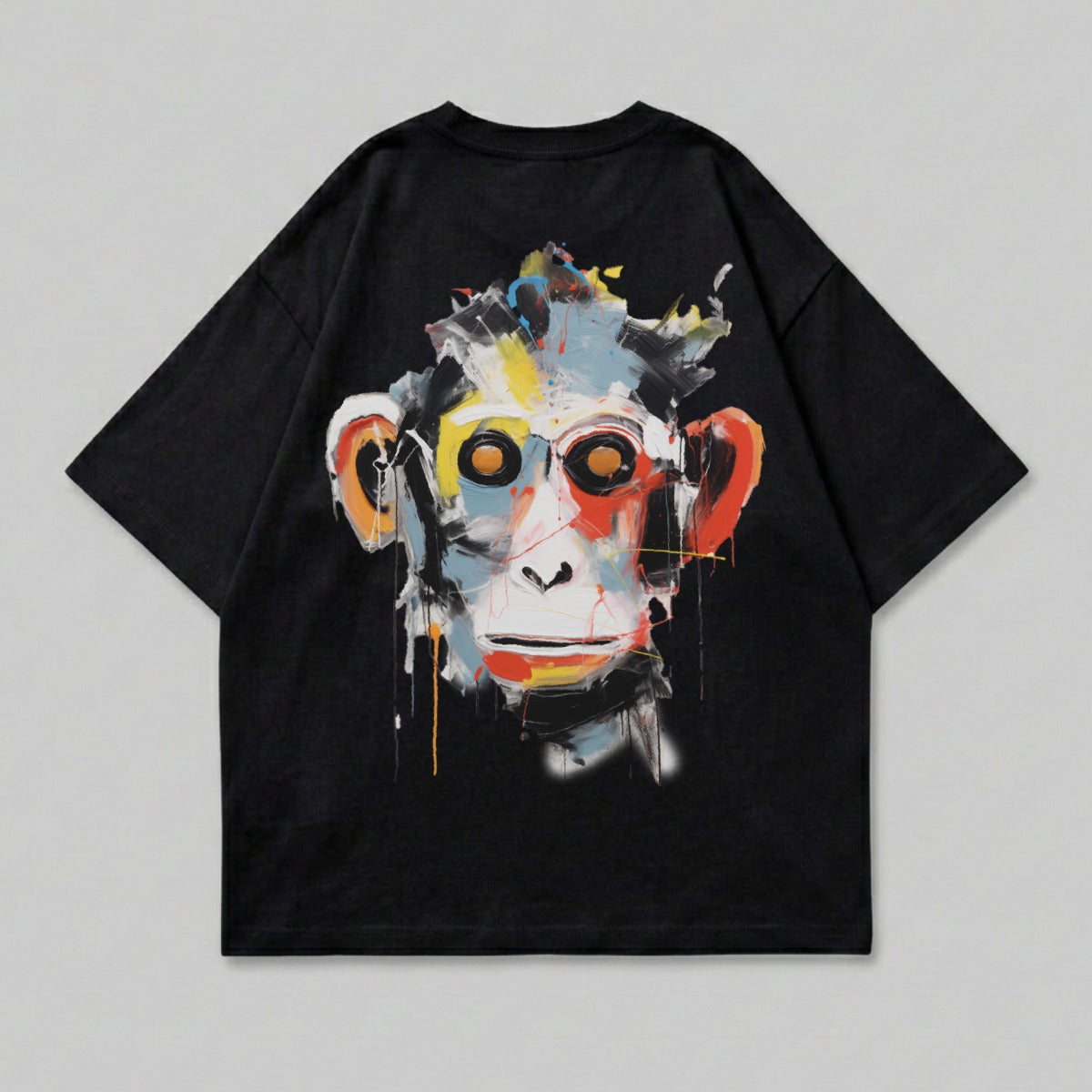Vivid Abstract Monkey Face Black T-Shirt product type