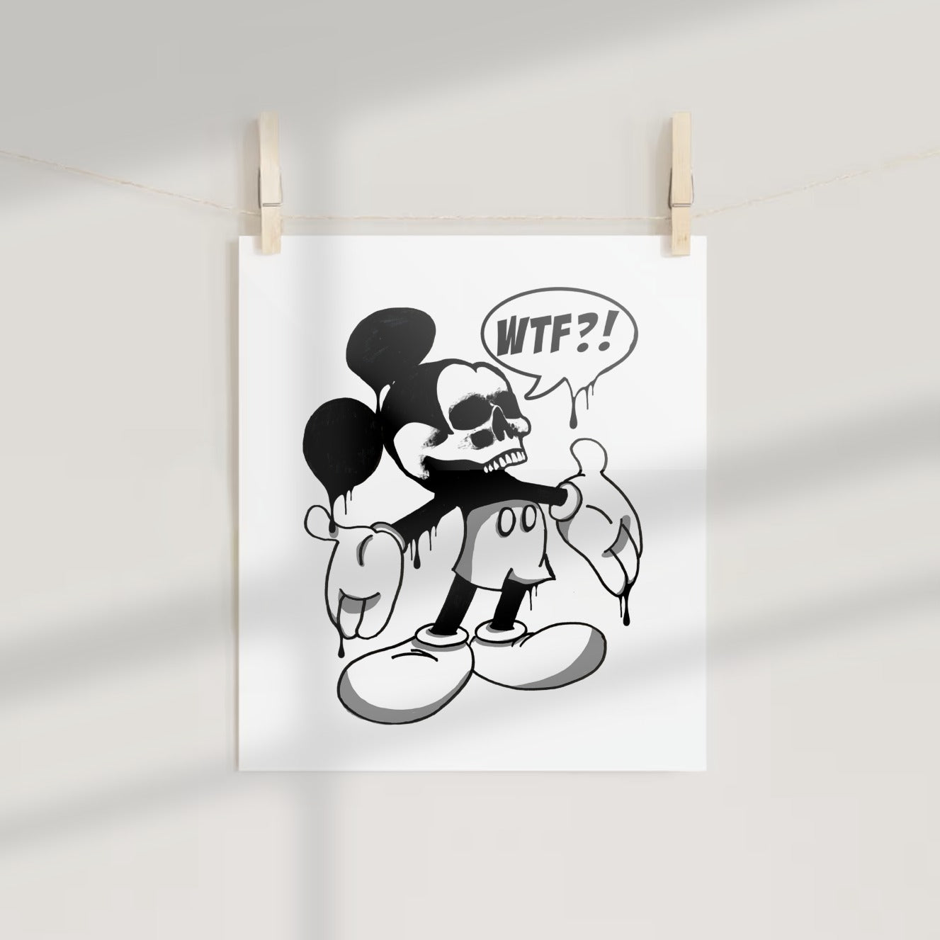 Dripping Skull Mickey Mouse WTF Retro Pop Art Poster