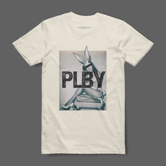 PLBY Graphic White T-Shirt with Bunny Ear Design