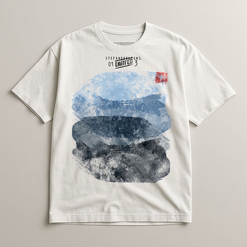 Distinctive Blue Gradient Graphic Tee for Unique Style