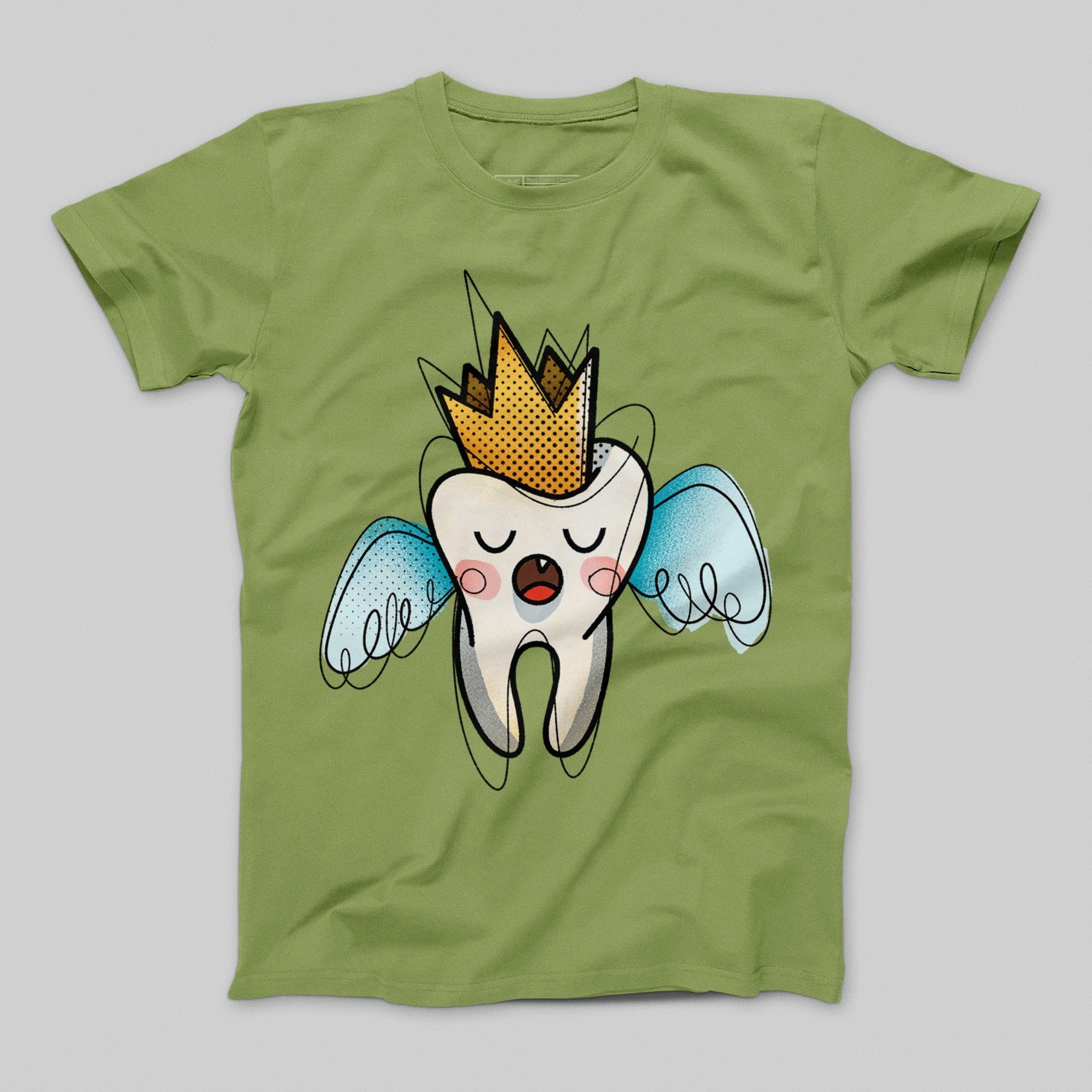 Cute Cartoony Tooth with Crown and Wings T-shirt
