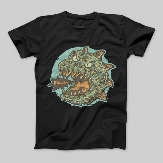 Monster Graphic RAWR Text Black T-Shirt Product