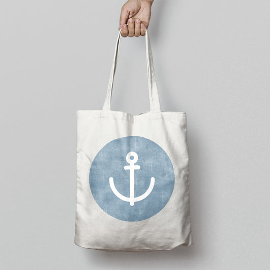 Stylish Tote Bag with Blue Anchor Design Tote Bag