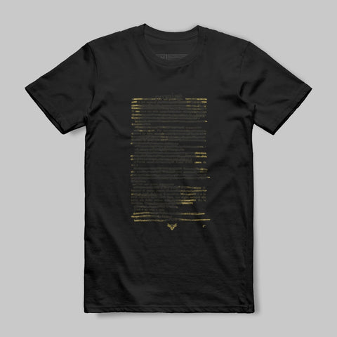 Black T-Shirt with Gold Text Design on Front T-Shirt