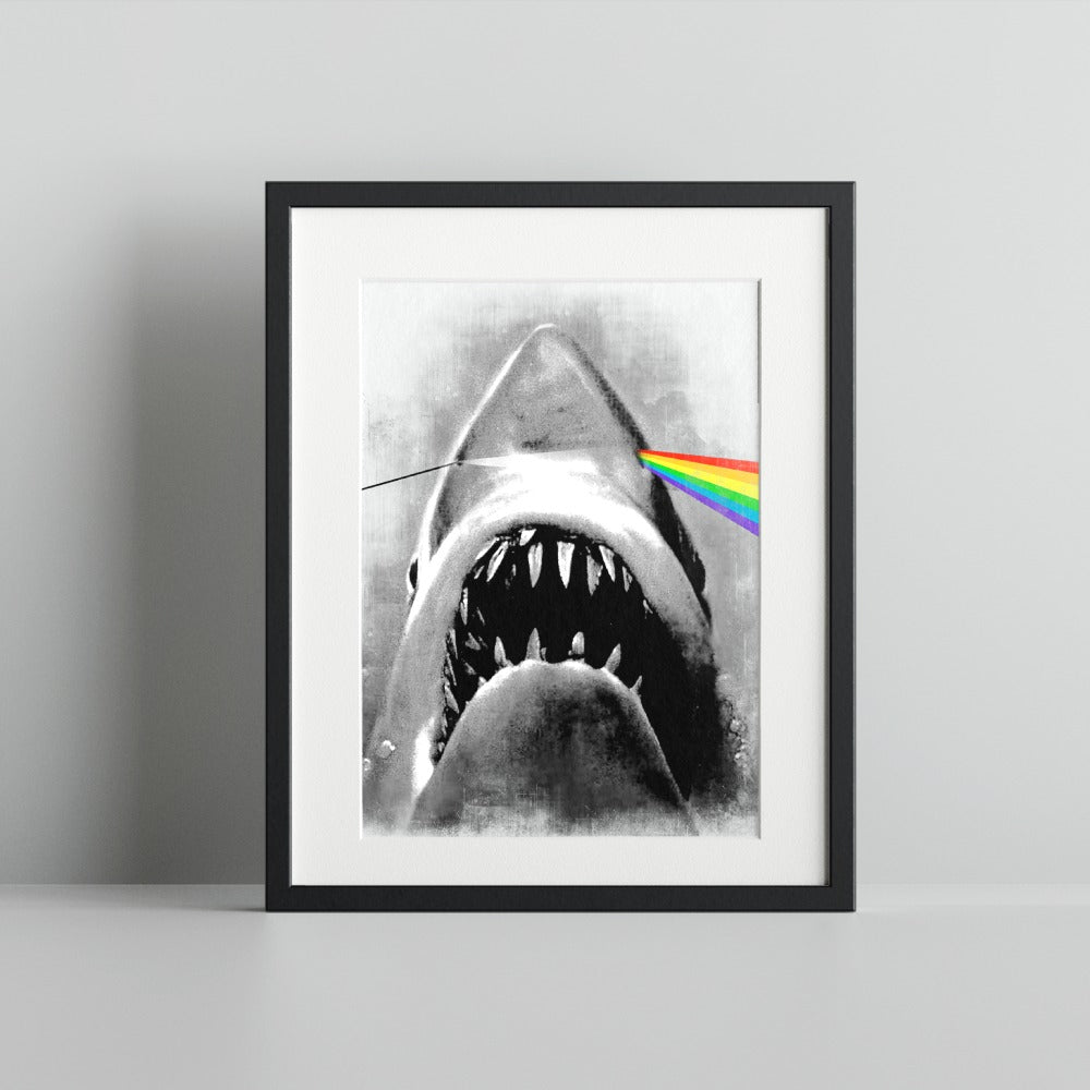 Rainbow Beam Shark Illustration Artwork Print