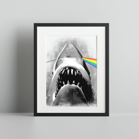 Rainbow Beam Shark Illustration Artwork Print