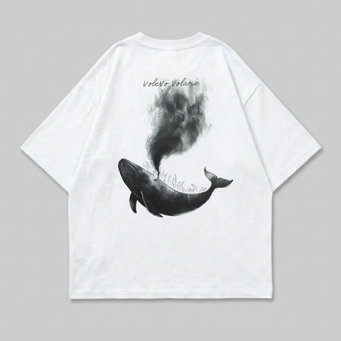 Volevo Volare Whale Smoke Illustration White product type