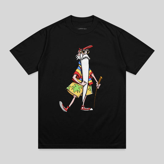 Bearded elder tropical shirt palm shorts summer vibes product type