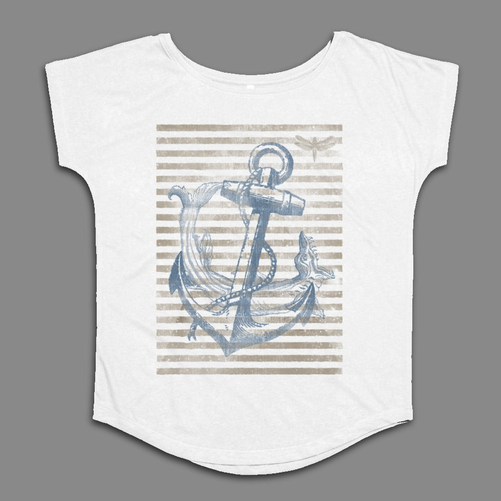 Anchor and Striped Nautical Design T-Shirt