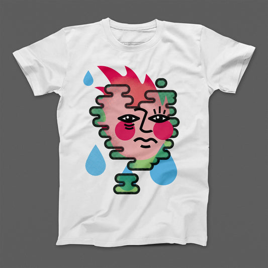 Vibrant Abstract Face Design T-shirt with Colorful Elements