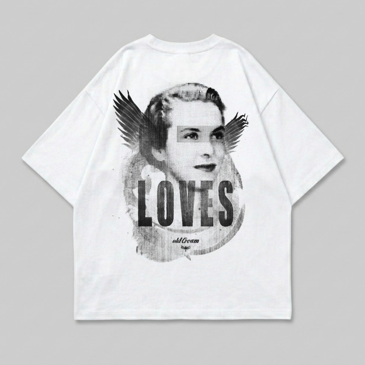 Loves old Dream winged woman face halftone graphic product type