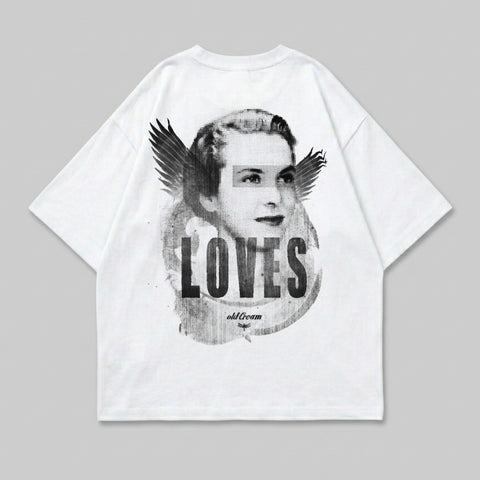 Loves old Dream winged woman face halftone graphic product type
