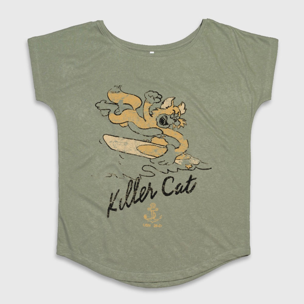 Killer Cat Surfboard Design Loose Fit Shirt