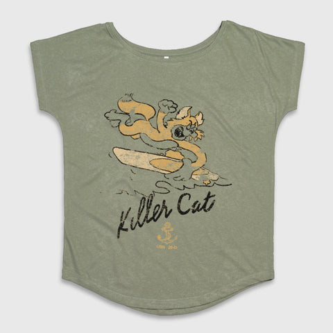 Killer Cat Surfboard Design Loose Fit Shirt