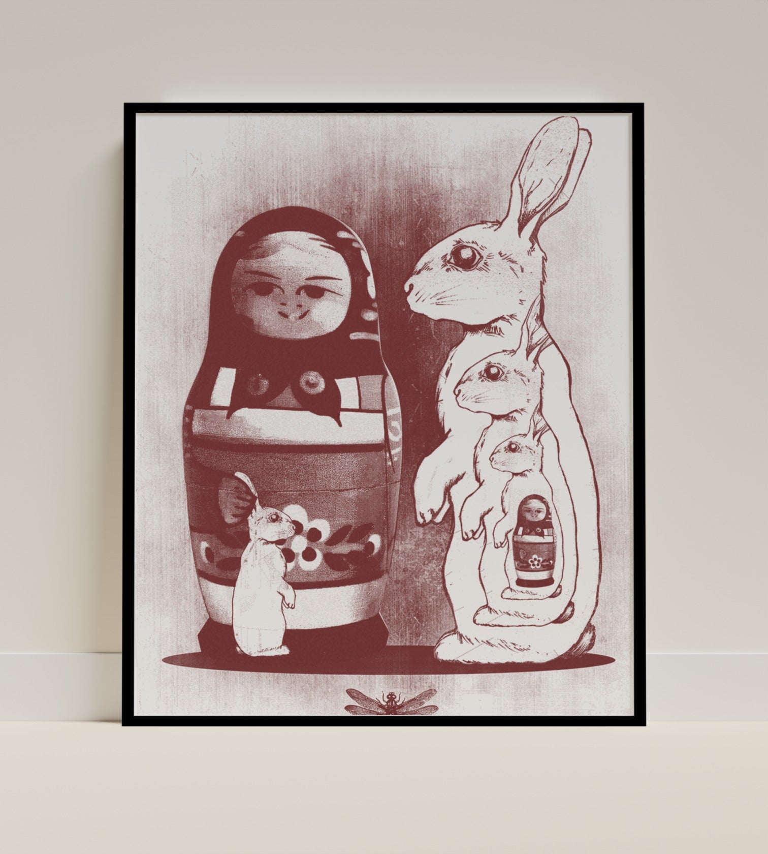 Unique Nested Dolls and Animals Art Print Poster