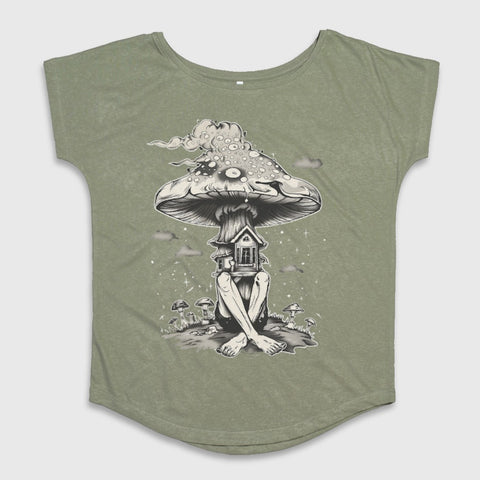 Fantasy Mushroom House Art Graphic Tee