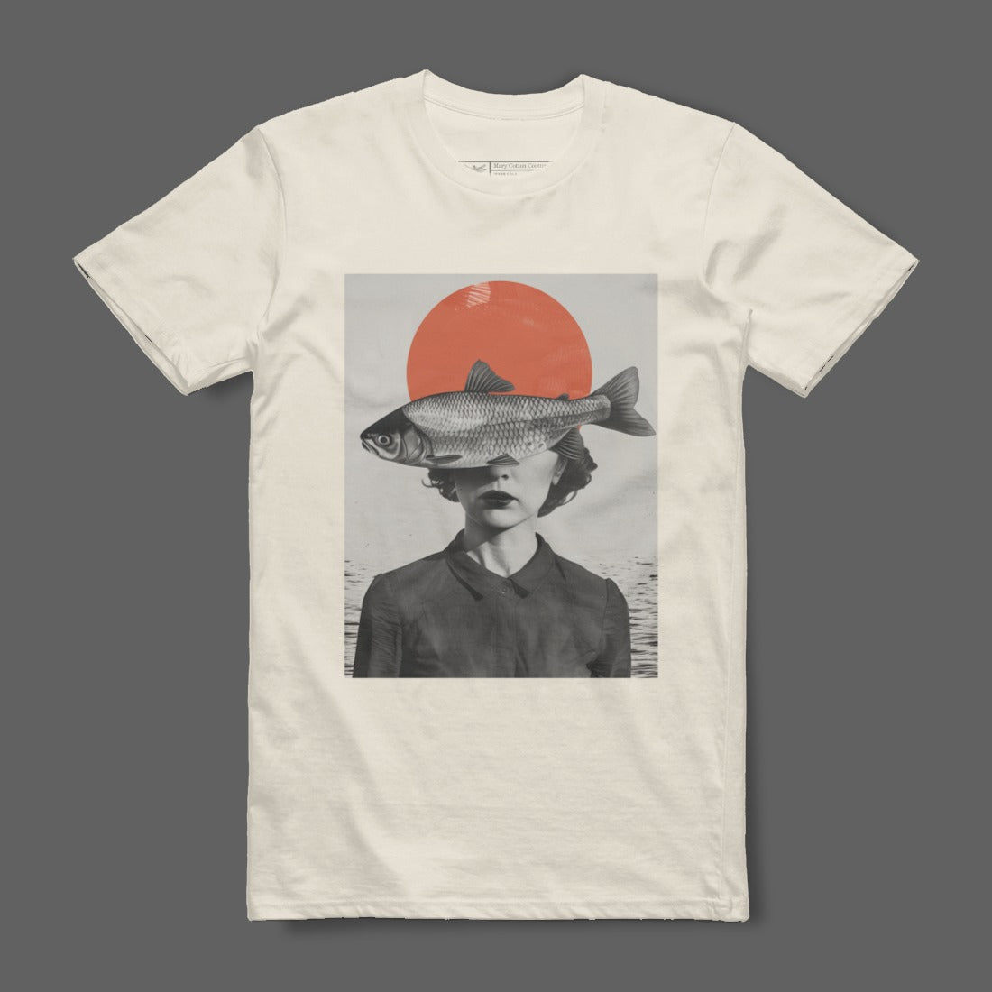Unique Abstract Fish and Sun Design T-Shirt