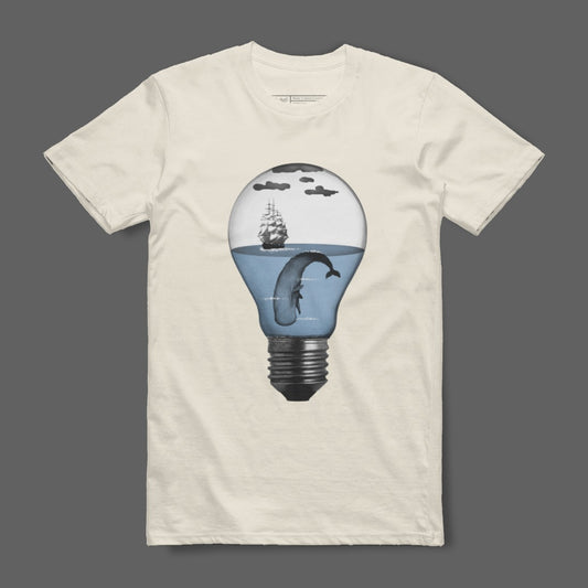 Unique Light Bulb Whale Illustration T-Shirt