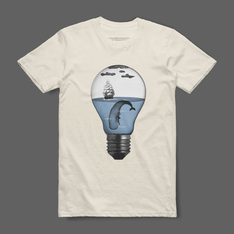 Unique Light Bulb Whale Illustration T-Shirt