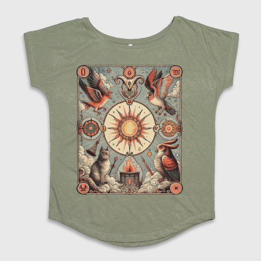 Mystical Animal and Sun Design Women's Shirt