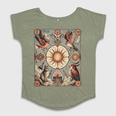 Mystical Animal and Sun Design Women's Shirt