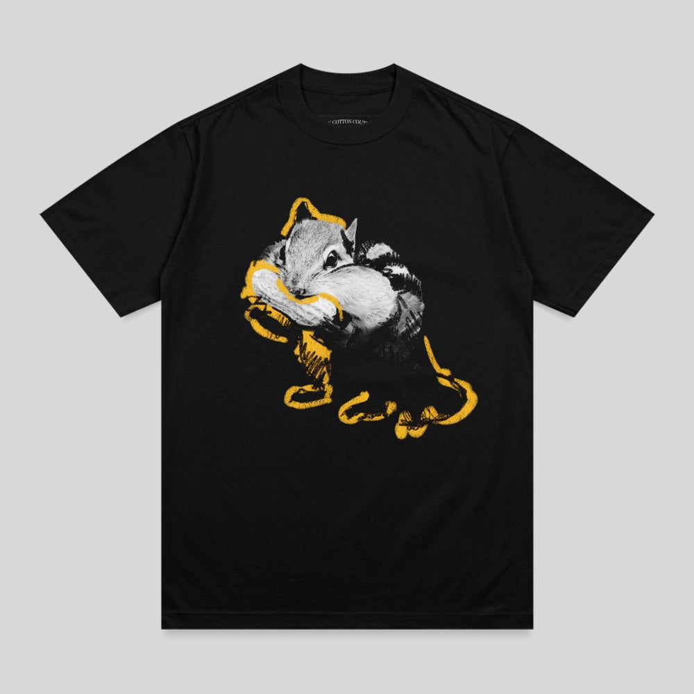 Puffed Cheek Chipmunk Yellow Outline Black Tee product type