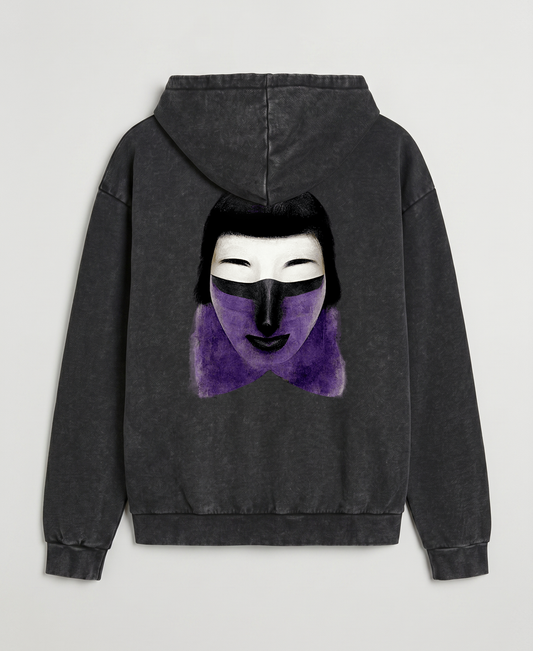 Felpa cappuccio uomo geisha-mask