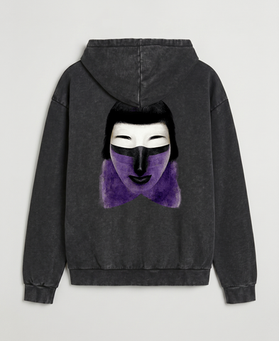 Felpa cappuccio uomo geisha-mask